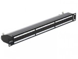 Patch Panel 19&quot; ecranat 24 Porturi Cat.6A cu protectie praf Negru, Delock 43320