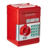 Pusculita ATM Inteligenta cu PIN, Seif Electronic Copii, Educativa, Functie Bancnote &amp; Monede, Lumina UV, 14.5x13x19.5cm