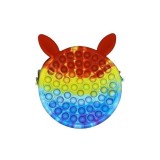 Jucarie antistres din silicon flippy, geanta pop it, iepuras, 16 cm, curcubeu