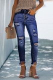 T383-444 Skinny Jeans cu talie inalta, tiv si taieturi decorative