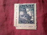 Timbru Polonia 1927 - Ajutor pt Scoli , val. 20+5gr. pliu , sarniera