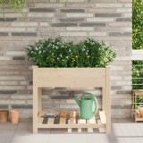 vidaXL Jardinieră cu raft, 90x90x76 cm, lemn masiv de brad
