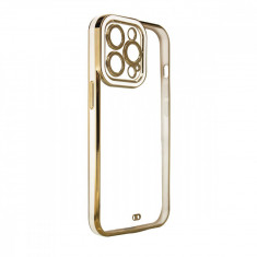 Husa de protectie telefon Hurtel pentru Apple iPhone 13 Pro Max, Fashion Gold Frame, Plastic, Alb