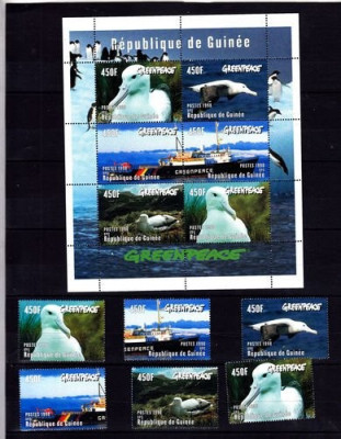 Guinea 1998 Birds, Ships, Greenpeace, set+perf. sheetlet, MNH AL.026 foto