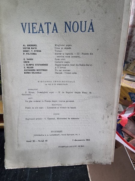 Revista Vieata Noua Nr. 10 decembrie 1915