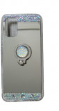 Husa silicon oglinda , inel si pietricele Samsung Galaxy A02s , Argintiu, Alt model telefon Samsung