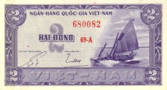 Vietnamul de Sud 2 Dong ND (1955) - V19, P-12 UNC !!! foto