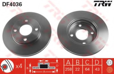 Disc frana FORD FOCUS (DAW, DBW) (1998 - 2007) TRW DF4036 foto