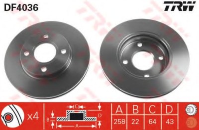 Disc frana FORD FIESTA IV (JA, JB) (1995 - 2002) TRW DF4036 foto