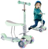 Trotineta pliabila cu 3 roti 3 in 1, roti LED, verde, MalPlay 111338