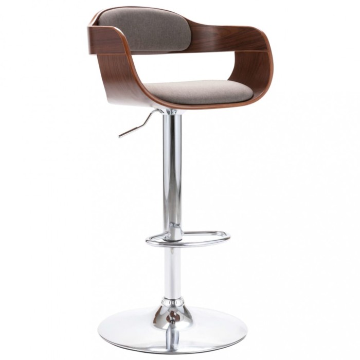 Scaun de bar, placaj și material textil gri taupe