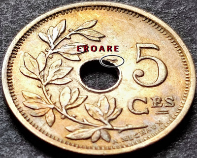 Moneda istorica 5 CENTIMES - BELGIA, anul 1925 *cod 3562 = BELGIQUE - EROARE foto