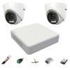 Sistem supraveghere 2 camere Hikvision 5MP 2.8mm ColorVU, lumina alba 20m, DVR 4 canale, accesorii, hard disk 500GB SafetyGuard Surveillance