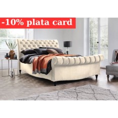 Pat Misterio 160x200 cm Tapitat Catifea Crem Somiera Inclusa (cod AF 3589-01)