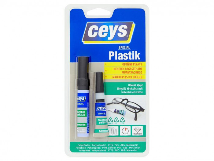 Adeziv Ceys SPECIAL PLASTIK, pentru materiale plastice dificile, al doilea, 3 g + 4 ml