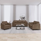 vidaXL Set de canapele cu perne, 3 piese, maro, textil