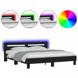 Cumpara ieftin Cadru de pat cu tablie si LED, negru, 200x200 cm