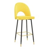 Cumpara ieftin Scaun bar Casenio catifea galben negru auriu cu baza metalica 48x50x117 cm
