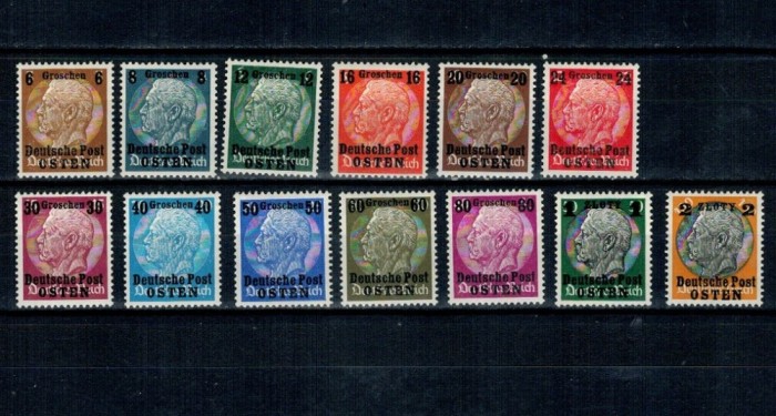 Generalgouvernement, ocupația germana in Polonia 1939 - Supratipar pe Hindenburg, serie neștampilata cu sarniere