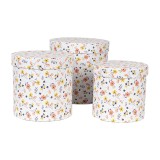 Cumpara ieftin Set 3 cutii depozitare carton multicolor Flowers &Oslash; 19x19 cm, &Oslash; 17x17 cm, &Oslash; 15x15 cm