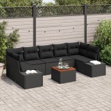 vidaXL Set de canapea de grădină 8 pcs Negru 55 x 55 x 37 cm