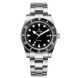 Ceas Diver Addiesdive AD2068 Argintiu cu Cadran Negru &ndash; Quartz Japonez, Otel 316L, Bezel Ceramic, 200M