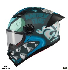 Casca integrala pentru scuter - motocicleta Axxis Fenix Angry Face C7 albastru mat &ndash; tip viziera: MT-V-31B &ndash; DKS429 XS (53/54cm)