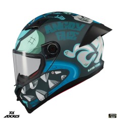 Casca integrala pentru scuter - motocicleta Axxis Fenix Angry Face C7 albastru mat &ndash; tip viziera: MT-V-31B &ndash; DKS429 XXL (63/64cm)