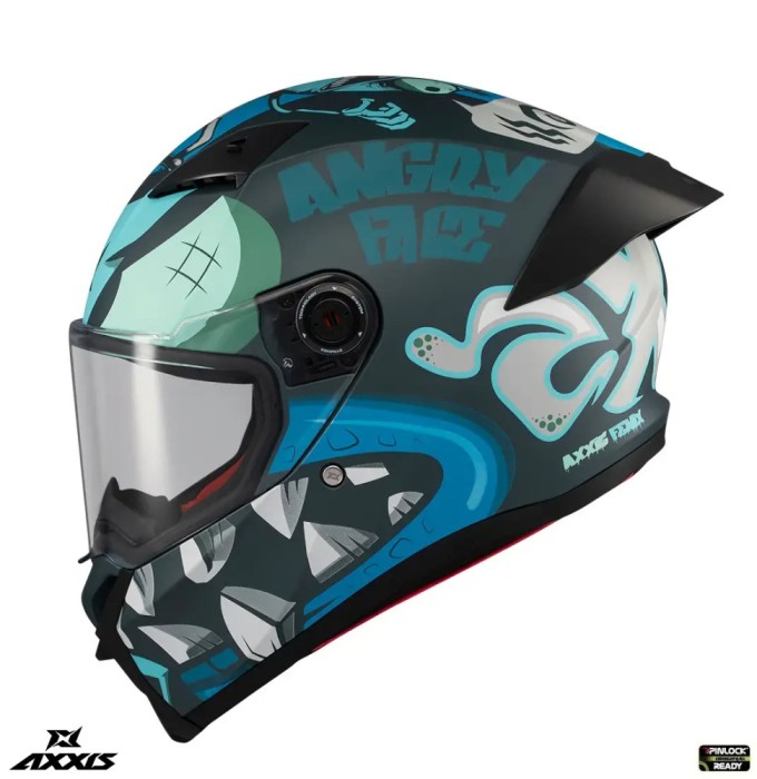 Casca integrala pentru scuter - motocicleta Axxis Fenix Angry Face C7 albastru mat &ndash; tip viziera: MT-V-31B &ndash; DKS429 M (57/58cm)