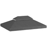 Outsunny Acoperiș de rezervă pentru pavilion, 3 x 4 m, husă de rezervă cu orificii de scurgere, poliester, protecție solară, UPF30+, Gri &icirc;nchis | Aoso
