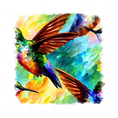Sticker decorativ, Pasare, Multicolor, 55 cm, 6766ST foto