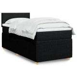 Cumpara ieftin Pat box spring cu saltea, negru, 90x190 cm, textil