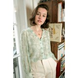 Camasa verde cu print floral si detalii brodate, 4819T M9
