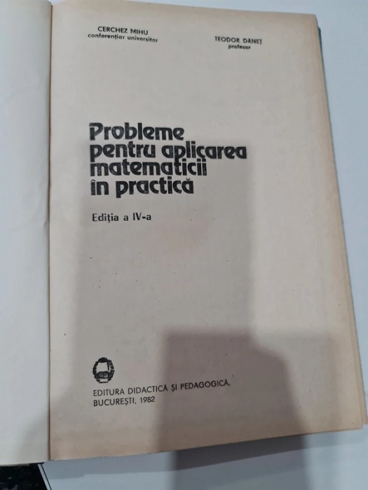 Probleme pentru aplicarea matematicii &icirc;n practica