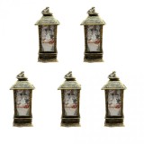 Комплект от 5 Mini LED фенера, коледна украса, топла светлина, 13 см, Oem