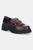 Nokwol mocasini de piele Perry Burgundy Leather culoarea bordo, cu platformă, Perry Burgundy Leather