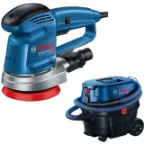 Bosch GEX 34-125 + GAS 12-25 PL - Slefuitor cu excentric 340 W 125 mm + Aspirator umed-uscat 1250 W 200 mbar 25 l priza scule electrice