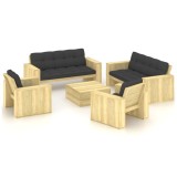 vidaXL Set mobilier de grădină cu perne, 5 piese, lemn de pin tratat 3065786