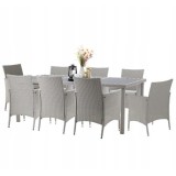 Set mobilier gradina/terasa, gri, ratan sintetic, 1 masa, 8 fotolii, Locarno GartenVIP DiyLine, Chomik