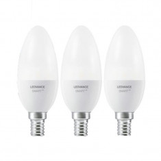 Set Becuri LED Ledvance Smart, B60, WiFi, 5 W, 470 Lumeni, lumina RGB, E14, dimabil, aplicatie, 3 bucati foto