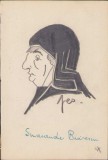 250S Caricatură Smaranda Brăescu, anii 1930, Geo Dumitrescu, semnată