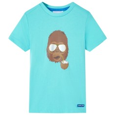 Tricou pentru copii cu m&acirc;neci scurte, turcoaz, 128