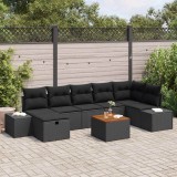 vidaXL Set de canapele pentru grădină cu pernă 8 pcs Negru poliratan 3359604