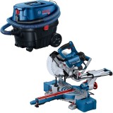 Bosch GCM 305-216 D + GAS 12-25 PL - Fierastrau circular stationar 1200 W 216x30 mm + Aspirator umed-uscat 1250 W 200 mbar 25 l priza scule electrice