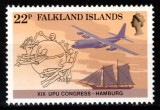 Falkland 1984, Mi #411**, Congres UPU, avion, corabie, MNH! Cota 0,80 &euro;!