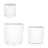 Cumpara ieftin Set 3 ghivece flori gresie alba Eliza &Oslash;11x10,5h; 14,5x14,5h; 17,5x17,5h