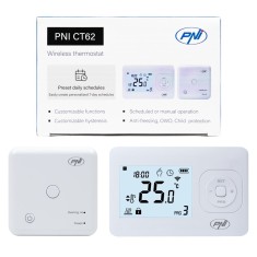 Aproape nou: Termostat fara fir PNI CT62 pentru centrale termice, afisaj iluminat,