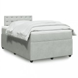 VidaXL Pat box spring cu saltea, gri deschis, 120x190 cm, catifea 3289998