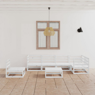 Set mobilier de gradina, 7 piese, alb, lemn masiv de pin GartenMobel Dekor foto