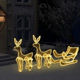 Instalație lumini Crăciun, 2 reni &amp; sanie cu plasă, 648 LED-uri